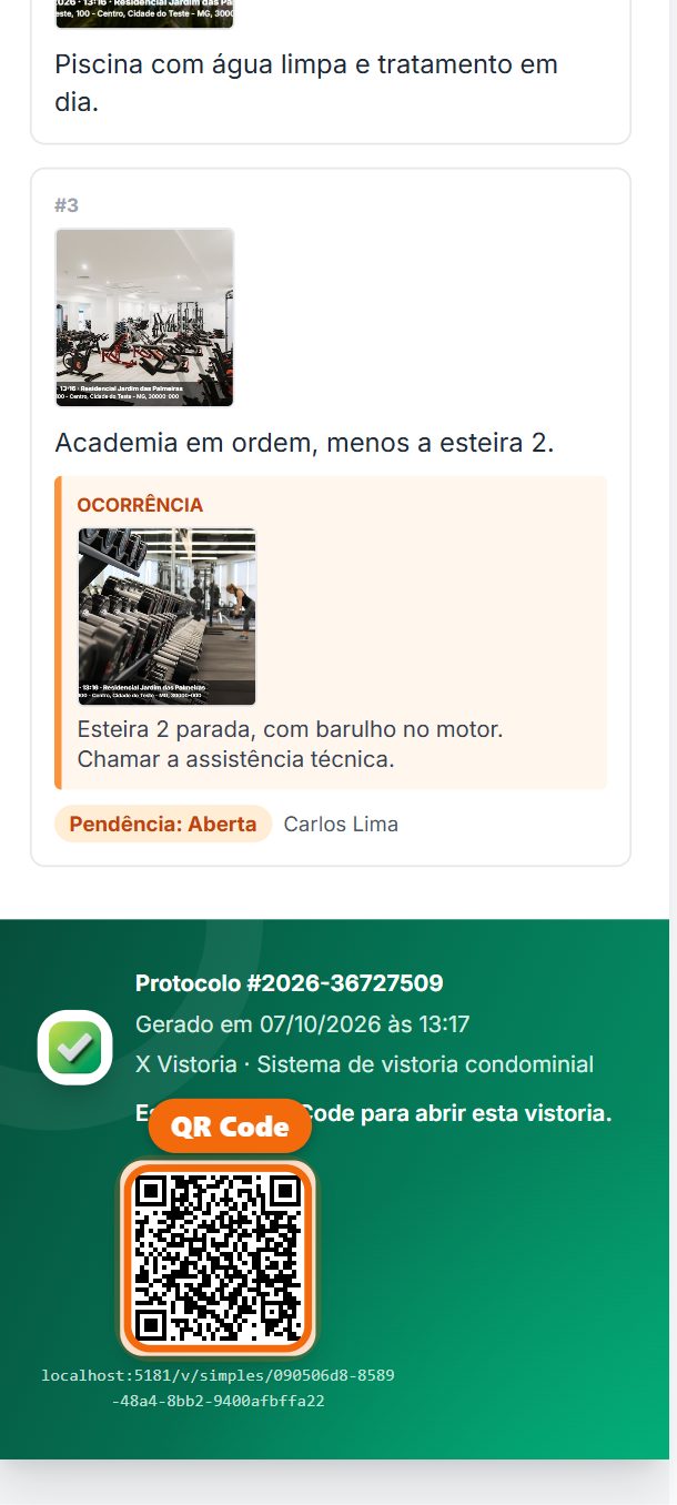 Passo 9: No fim do relatório fica o QR Code: quem aponta a câmera do celular abre o relatório.