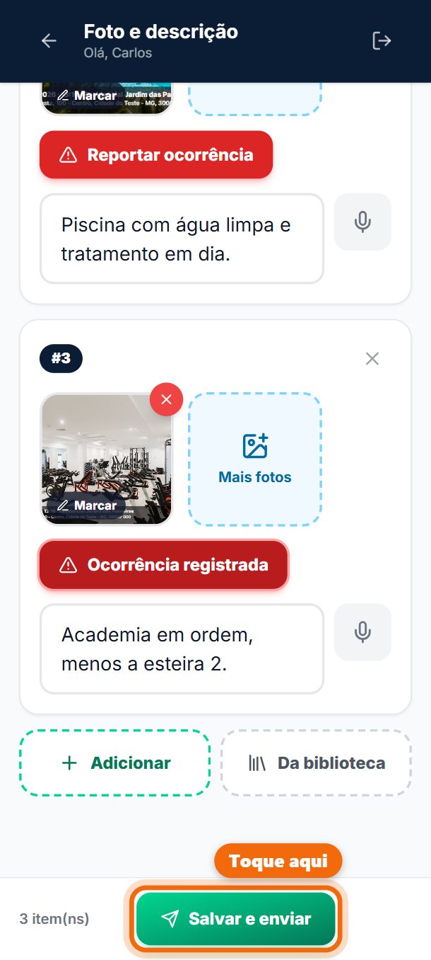 Passo 13: Terminou os itens? Toque em Salvar e enviar.